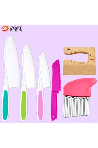 Mufunye Çocuklar İçin 6 Parçalı Plastik Meyve Bıçak Seti - Güvenli Ve Eğitici Kesme Oyunları Siyah & Beyaz Beyaz - Siyah