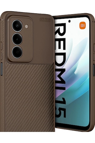 Xiaomi Redmi 15 4g Auto Focus Karbon Kapak - Kahverengi