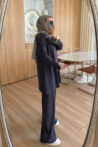 Ka Hijab Kolu Tüllü Merserize Takım - Füme