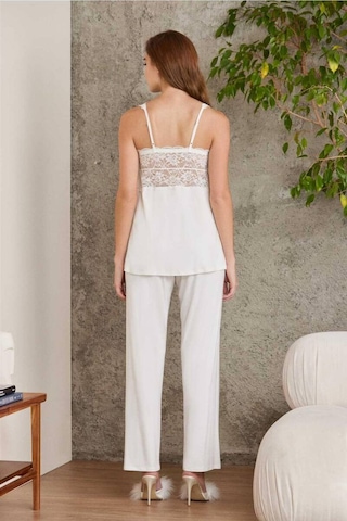 Pierre Cardin Dantelli Sabahlıklı Penye Pijama Takımı Ekru 001