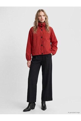 Lcw Vision Kırmızı Dik Yaka Oversize Kadın Mont Diğer