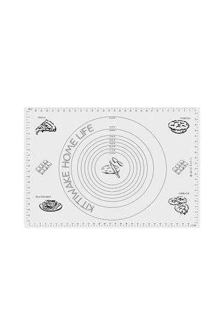 Beyaz Silikon Hamur Açma Matı 45x65 Cm + Beyaz Silikon Merdane 42 Cm Kaymaz Yapışmaz Hamur Seti Diğer