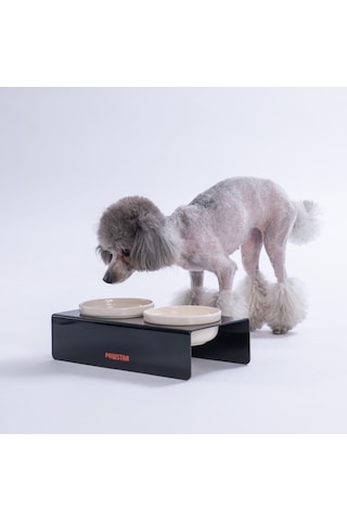 Siyah İkili Seramik-pleksi Mama Ve Su Kabı-kedi Köpek Mama Su Kabı