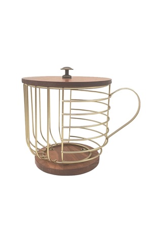 Kahve Arkadaşı Depolama Rafı Kupa Şeklinde Mutfak Depolama Sepeti, Size:gold No Words + Lid Diğer