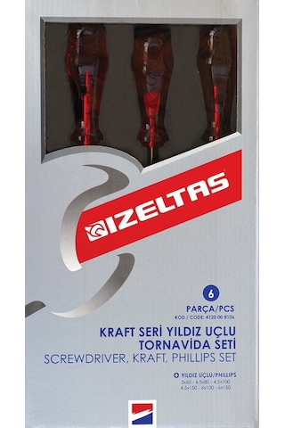 İzeltaş 4120 Kraft Seri Yıldız Uçlu Tornavida Seti 6 Parça – 4120008106
