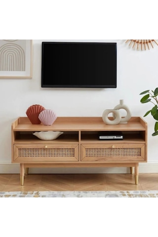 Livento Modern Masif Ahşap Hazeran Tv Ünitesi Natural