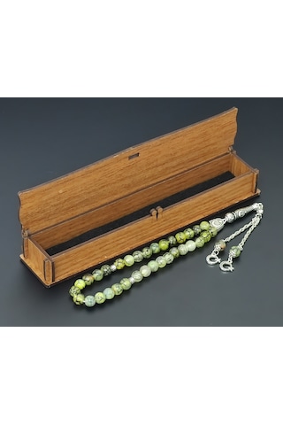 Yeşil Yosunlu Akik Doğaltaş Tesbih - 8 MM Küre Kesim - Ürün