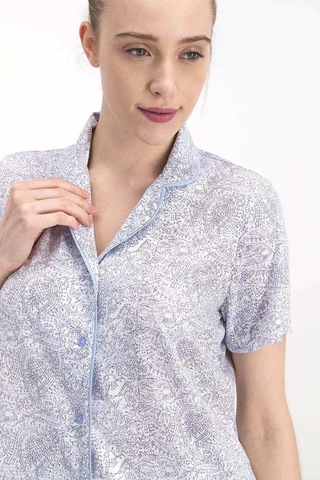 Arnetta Ethnic Buz Mavi Kadın Gömlek Pijama 5274-26441