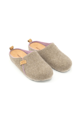 Gezer Kışlık Keçe Comfort Taban Kadın Ev Bahçe Terlik Bej