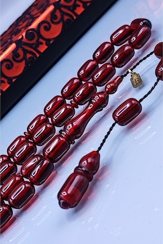 7 x 11 MM Kapsül Mustafa Uysal İmzalı Vişne Ateşi Kehribar Tesbih