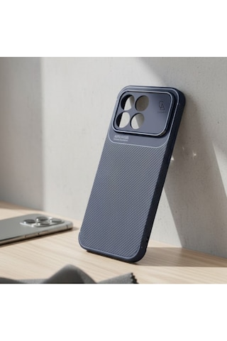 Xiaomi Poco F8 Pro Uyumlu Kılıf Karbon Tasarım Kamera Korumalı Silikon Telefon Kılıfı Kapak Lacivert