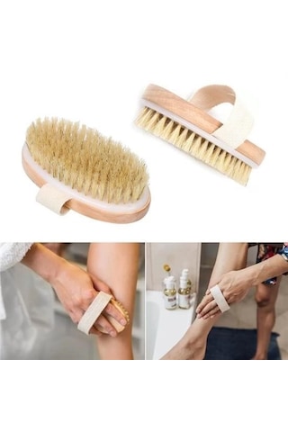 Doğal At Kılı Selülit Karşıtı Sapı Çıkabilen Ahşap Banyo Fırças Ahşap