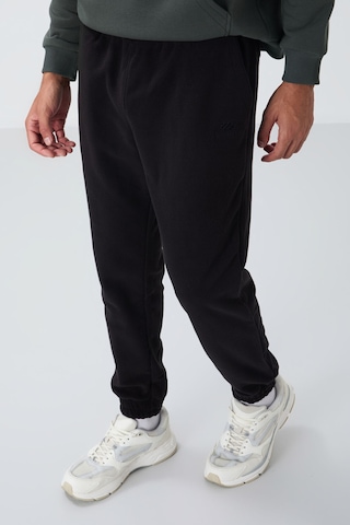 Siyah Gizli Fermuarlı Rahat Form Jogger Polar Erkek Eşofman Alt - 84866 Siyah