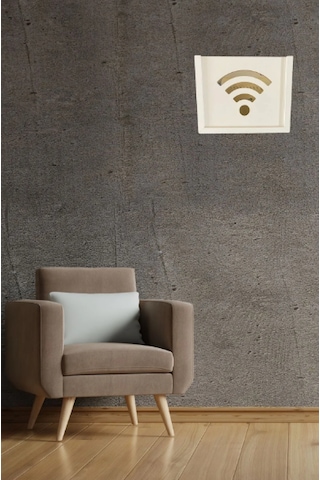 Duvar Düzenleyici Ahşap Dekoratif Beyaz Wifi Kutusu