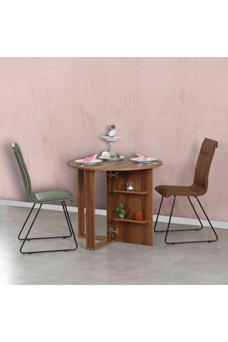 Pasifichome Middle Açılır Kapanır Mutfak Masası Ceviz / Yuvarlak Yemek Masası