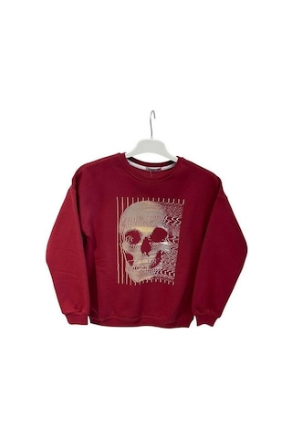 Cantoy Erkek Çocuk Önü Baskılı İçi Şardonlu Sweatshirt-15199 Bordo