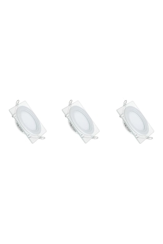 Forlife 5 W Camlı Led Panel Kare Beyaz Gövde Beyaz Işık Fl-2123 3 Adet Beyaz Işık
