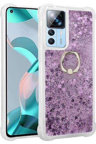 Xiaomi Uyumlu Mi 12t Pro Kılıf Zore Simli Sıvılı Yüzüklü Milce Kapak