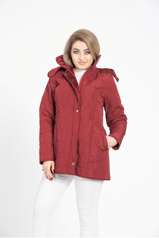 Vetre Kadın Kapitone Mont (75 Cm) Bordo Büyük Beden 1014 Çok Renkli