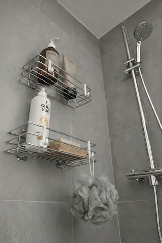 Sas Haus Tek Katlı Duş Rafı Kancalı Banyo Şampuanlık & Organizer 2 Adet Krom Tş-01 Krom