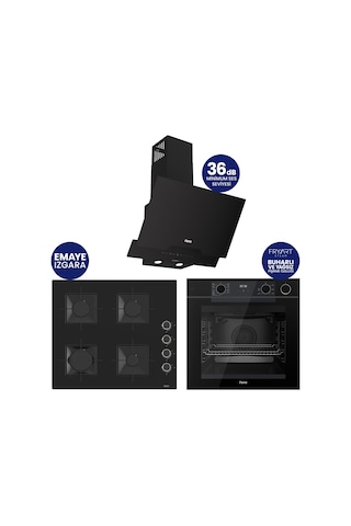 Ferre Steamart-Fryart-Silentart Serisi Siyah Set QEP64CS+SS205+D063-SA Emaye Izgara
