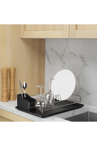 Teknotel Tek Katlı Tabaklık Bulaşıklık Krom+Siyah Kb006