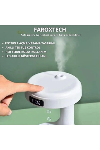 Anti-gravity Su Damlası Efektli Hava Nemlendirici Led Ekranlı, Sensörlü, Sessiz Çalışma