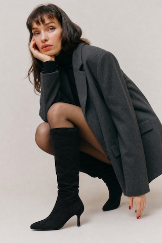 Luvi Shoes Dorado Siyah Süet Kadın Topuklu Çizme