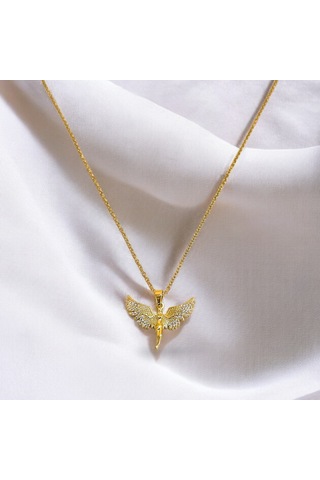 Glowy Aksesuar Melek Kanadı Çelik Kolye Altın