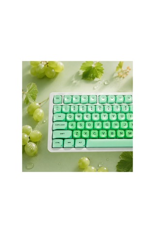 Leaven 128 Tuş Pbt Keycap Seti - Retro Yuvarlak Moa Profil Cherry Mx Uyumlu Klavye Tuşları - Yeşil