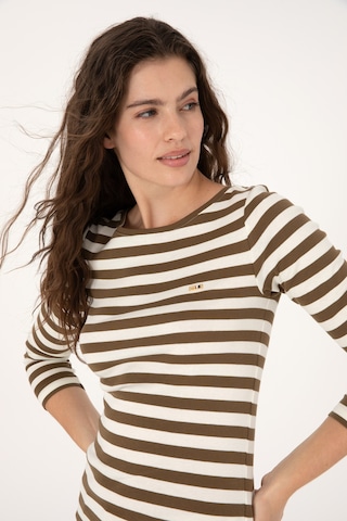 U.S. Polo Assn. Kadın Haki Çizgili Bisiklet Yaka Sweatshırt 50314203-VR027