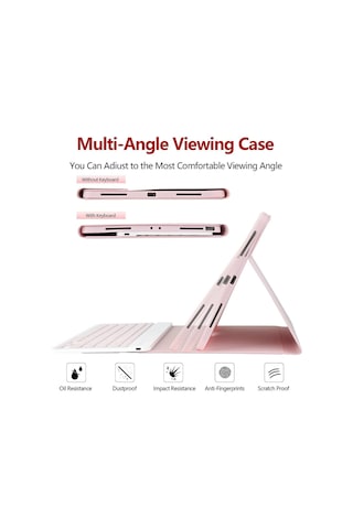 Apple Uyumlu iPad Air 13 Inç M2 Çip 2024 Bluetooth Özellikli Standlı Kalem Bölmeli Klavyeli Kılıf