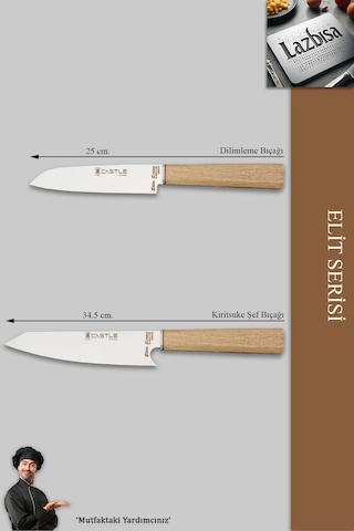 Elite Serisi Mutfak Bıçak Seti 2 Li Et Sebze Şef Bıçak Mft-7412 Ceviz