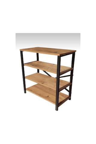 Dört Katli Çok Amaçli Raf Syah Profil Çam Sunta 72x30x72 Cm Siyah-çam