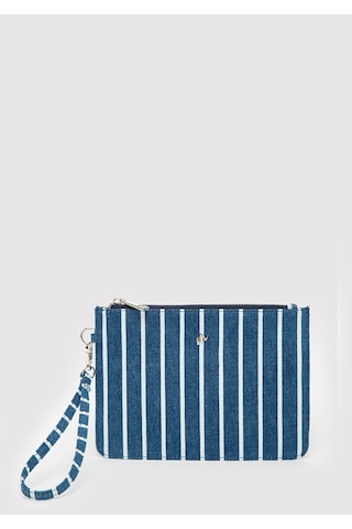 Mavi - Çizgili Denim El Çantası 1913943-25768 Lacivert