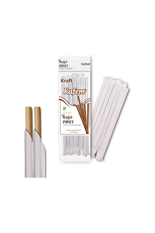 Kafem Sargılı Kraft Kağıt Pipet 19,5cm 25li X 10 Paket