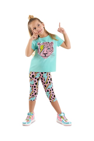 Denokids Mshb&g Şimsek Leo Kız Çocuk T-shirt Tayt Takım Çok Renkli