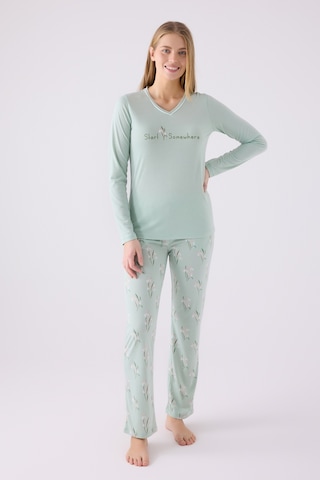 Arnetta 3062 Uzun Kol Kadın Pijama Takımı Yeşil
