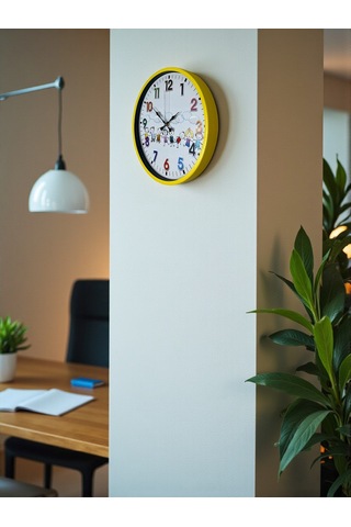 Büro Ev Ofis Duvar Saati İçin 36cm Sarı Çocuk Odası Mekanizma Diğer 22714386