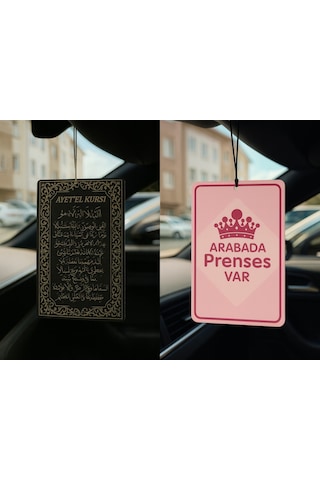 Ayetel Kürsi Ve Arabada Prenses Var - İkili Oto Kokusu - Dekoratif Araç Kokusu Ve Aksesuarı