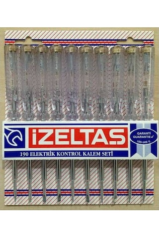 İzeltaş 10 Adet 190 MM Düz Uçlu Elektrik Kontrol Kalemi