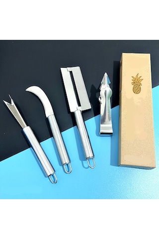 Sones 4'ü 1 Arada Paslanmaz Çelik Ananas Bıçağı Meyve Bıçağı Şeker Kamışı Soyucu