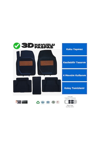 Ford Tourneo Connect 2021 Uyumlu 3 Cm Havuzlu 3d Universal Oto Paspas Siyah-ahşap