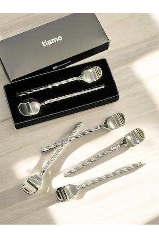 Tiamo Roma Çay Kaşığı Sade 6 Lı Set İnox