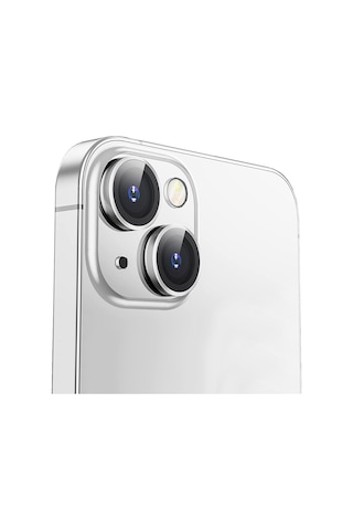 Buff Apple Uyumlu iPhone 15 / 15 Plus Kamera Metal Lens Koruyucu Gümüş