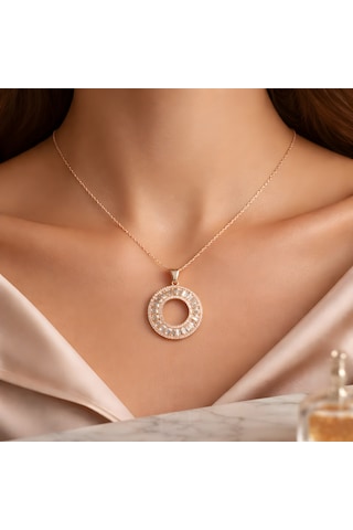 İncihanem Parıltı Çemberi Kolye Gümüş - Rose Gold