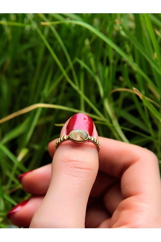 Doğal Taş Sitrin Doğal Taşlı Antik Ayarlanabilir Kadın Yüzük Euy30s Çok Renkli