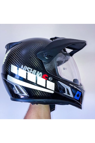 Şerit Tasarımlı Reflektif Gri Motosiklet Kask Sticker Çınar Extreme