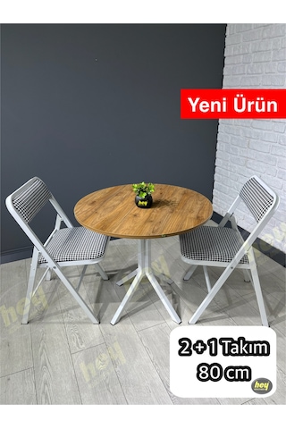 Aras 2 Kişilik Yuvarlak Mutfak Yemek Masası Takımı 2+1 Ceviz Kazayağı 80 Cm Ceviz-kazayağı