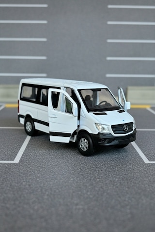 Craftivio Beyaz 1:43 Ölçek Die Cast Kapıları Açılır Lisanslı Mercedes Sprinter Oyuncak Metal Model Araba Çok Renkli